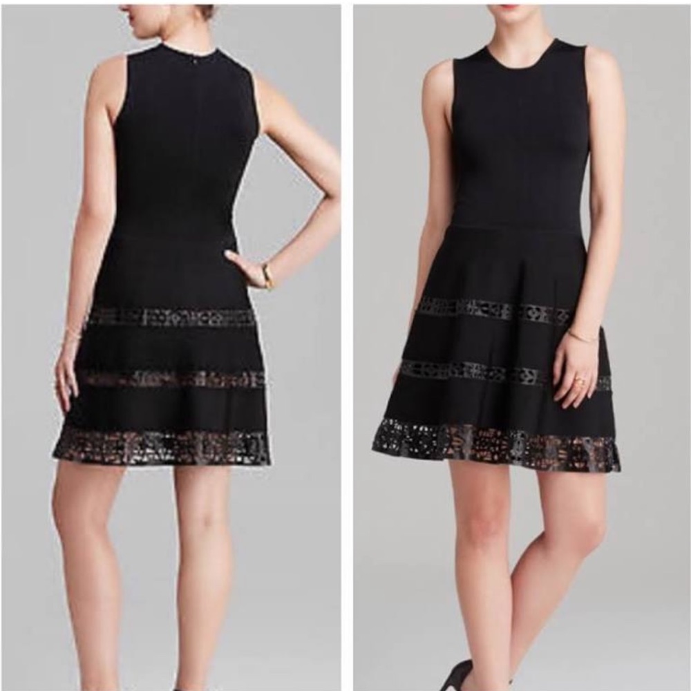 Parker black fit and flare dress with cut outs